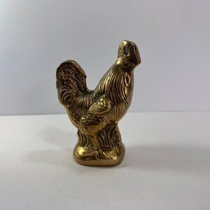 Vtg Brass Rooster Standing Figurine Decor 6" tall